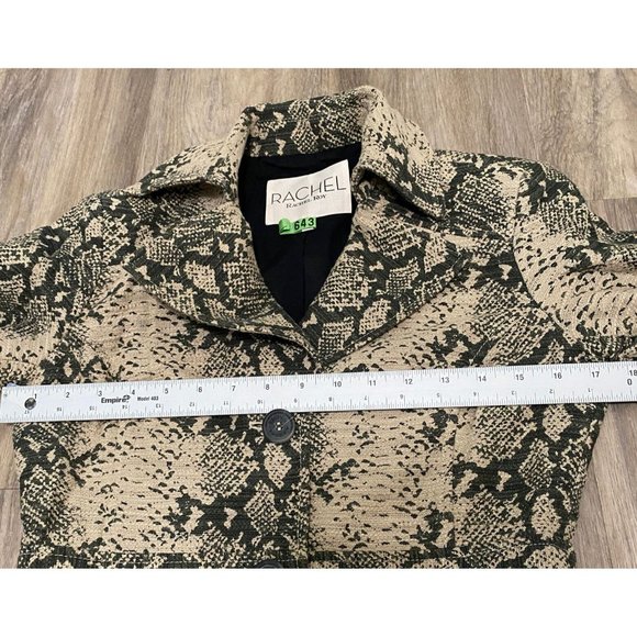 Rachel Roy Women’s Olive Reptile Snake Cotton Button Front Long Length Jacket S - Picture 10 of 14